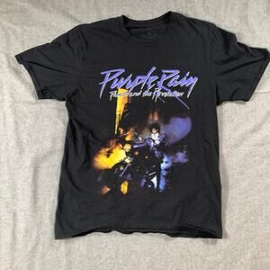 Purple Rain Shirt Women Medium Black Short Sleeve Casual T Shirt Ladies